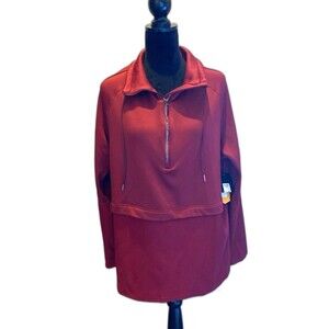 Avia  Jacket NEW XXL  2X Womens Burgundy Athletic Workout Ribbed Bottom 1/4 Zip